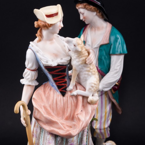 Пастушки с собакой и овечками, Volkstedt, Германия, 1915-36 гг