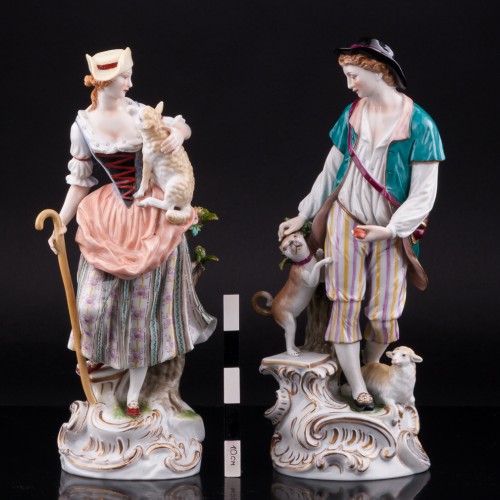 Пастушки с собакой и овечками, Volkstedt, Германия, 1915-36 гг