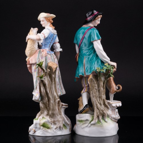 Пастушки с собакой и овечками, Volkstedt, Германия, 1915-36 гг