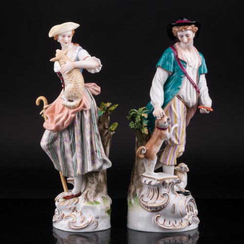 Пастушки с собакой и овечками, Volkstedt, Германия, 1915-36 гг