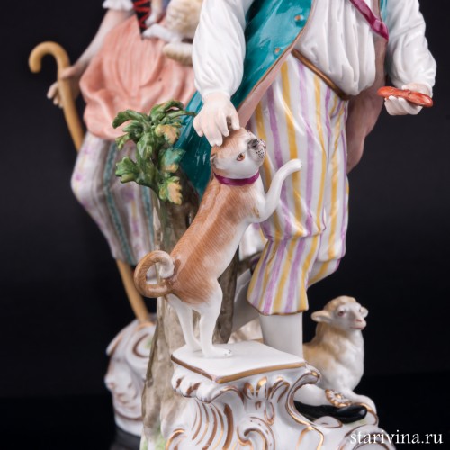 Пастушки с собакой и овечками, Volkstedt, Германия, 1915-36 гг