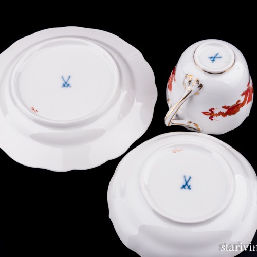 Кофейное трио Красный Дракон, Meissen, Германия