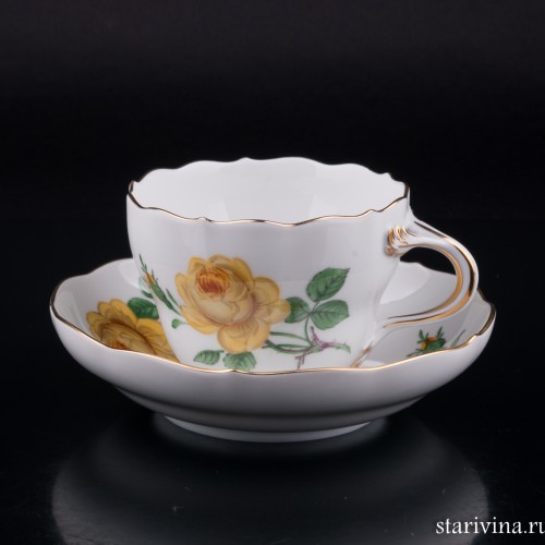 Чайная пара Желтая Роза, Meissen, Германия, вт. пол. 20 в