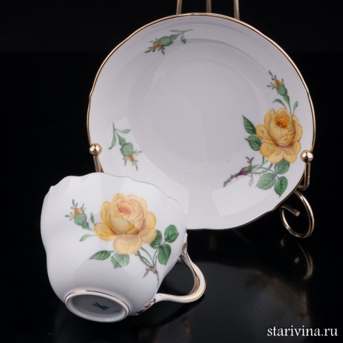 Чайная пара Желтая Роза, Meissen, Германия, вт. пол. 20 в