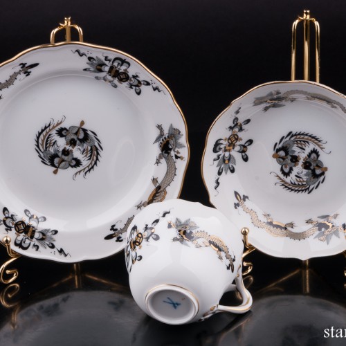 Кофейное трио Черный Дракон, Meissen, Германия, вт. пол. 20 в