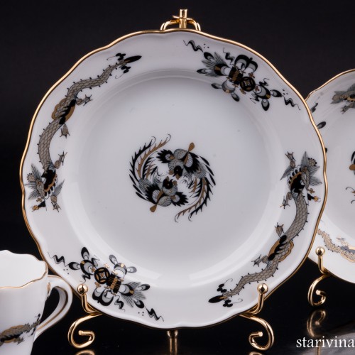 Кофейное трио Черный Дракон, Meissen, Германия, вт. пол. 20 в