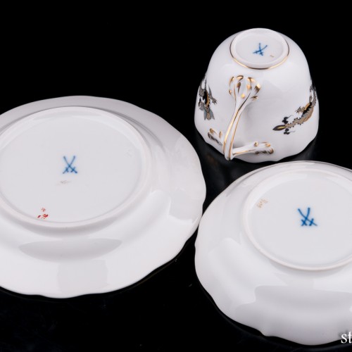 Кофейное трио Черный Дракон, Meissen, Германия, вт. пол. 20 в