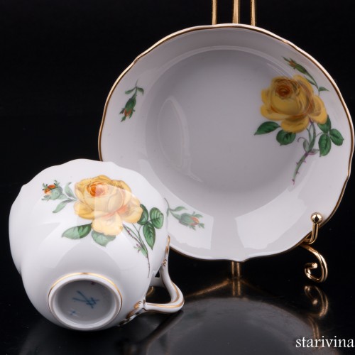 Кофейная пара Желтая Роза, Meissen, Германия, вт. пол. 20 в