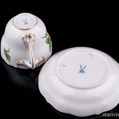Кофейная пара Желтая Роза, Meissen, Германия, вт. пол. 20 в