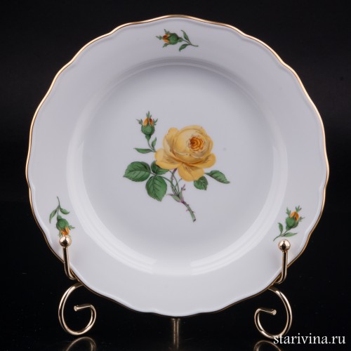 Тарелка Желтая Роза, Meissen, Германия, вт. пол. 20 в