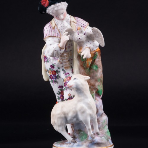 Статуэтка из фарфора Юноша с овечкой и голубем, Samson, Франция, 19 в.