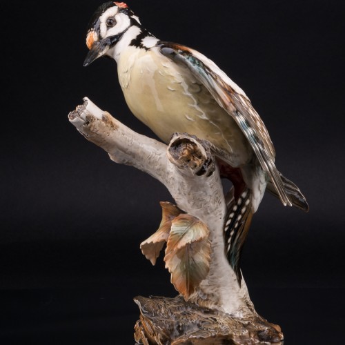 Пестрый дятел на березе, Hutschenreuther, Германия, 1938-55 гг