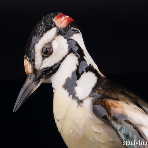 Пестрый дятел на березе, Hutschenreuther, Германия, 1938-55 гг