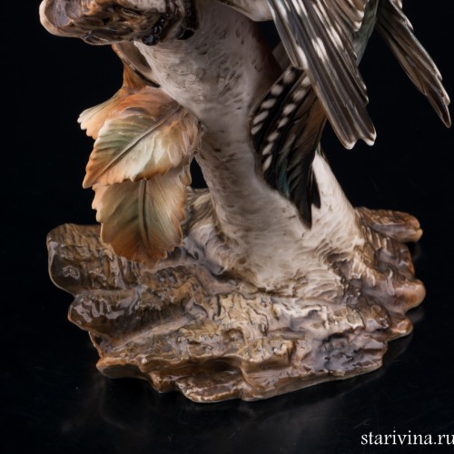 Пестрый дятел на березе, Hutschenreuther, Германия, 1938-55 гг