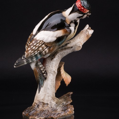 Пестрый дятел на березе, Hutschenreuther, Германия, 1938-55 гг