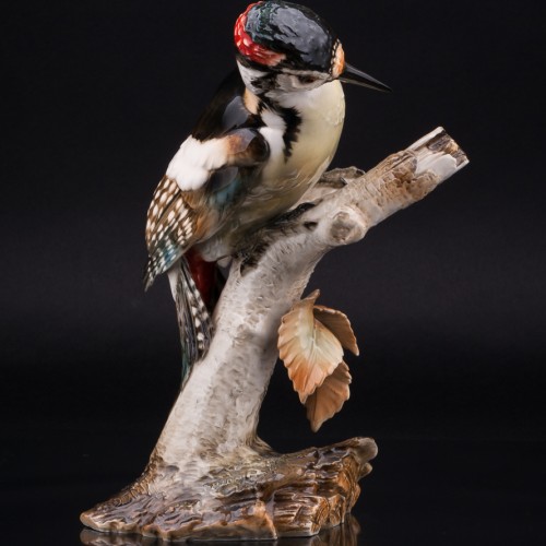 Пестрый дятел на березе, Hutschenreuther, Германия, 1938-55 гг