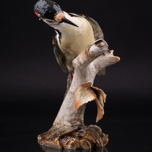 Пестрый дятел на березе, Hutschenreuther, Германия, 1938-55 гг