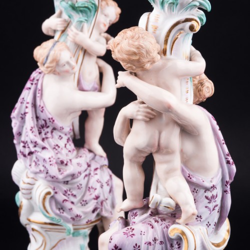 Два подсвечника Девушки с путти, Meissen, Германия, 19 в