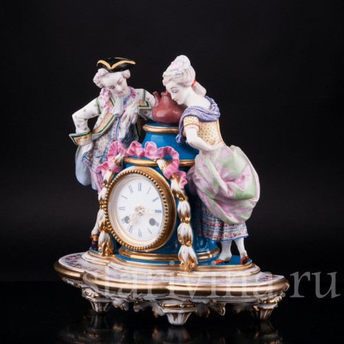 Фарфоровые часы, Франция, 19 в