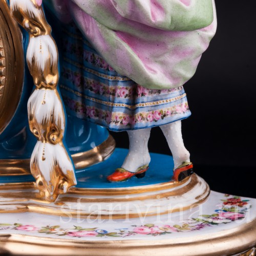 Фарфоровые часы, Франция, 19 в