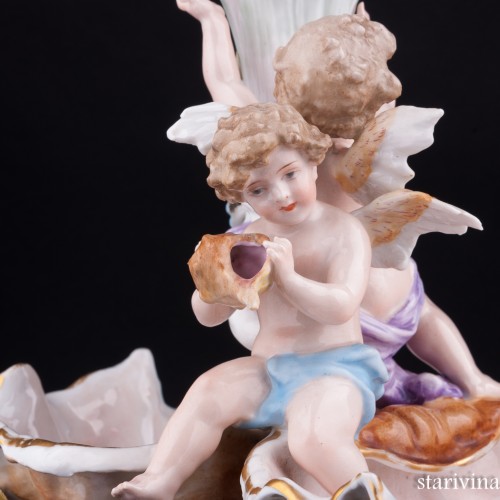 Фарфоровая Фруктовница Два ангелочка, Sitzendorf, Германия, 19 в.