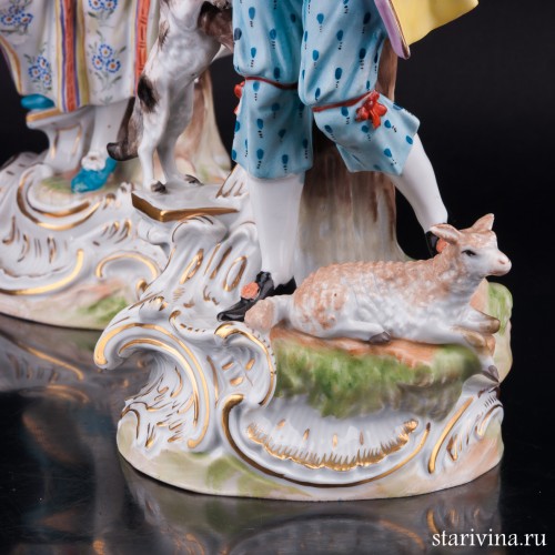 Пастушки с собакой и овечками, Carl Thieme, Германия, пер. пол. 20 в