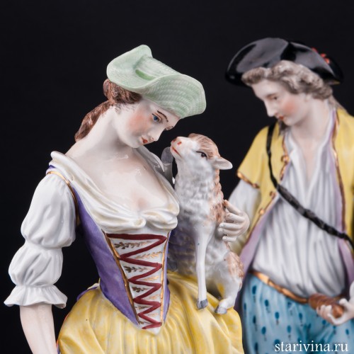 Пастушки с собакой и овечками, Carl Thieme, Германия, пер. пол. 20 в