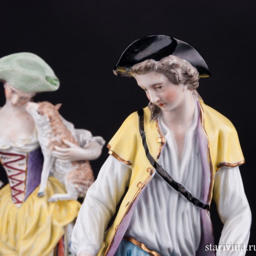 Пастушки с собакой и овечками, Carl Thieme, Германия, пер. пол. 20 в