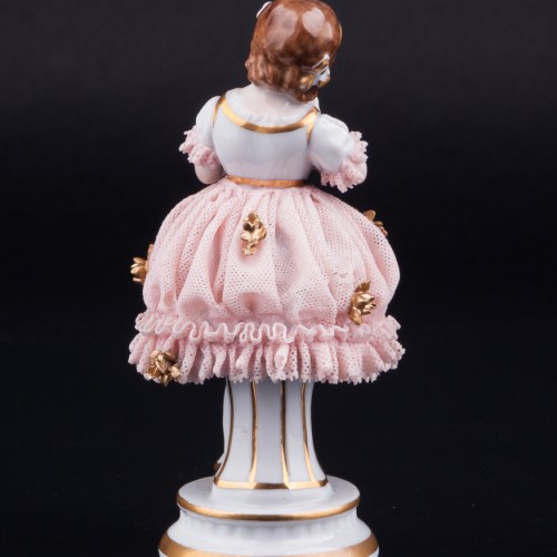 Девочка с букетом, кружевная, Muller & Co, Германия, нач. 20 в