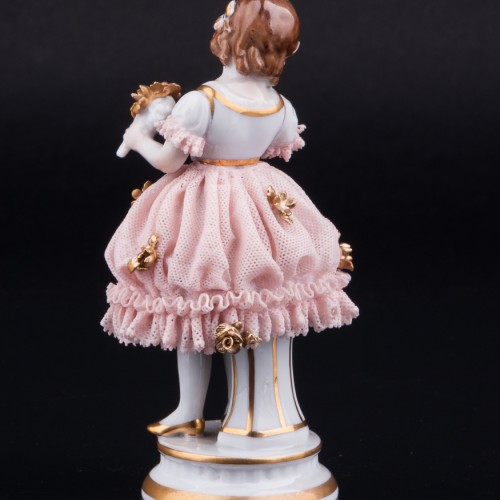 Девочка с букетом, кружевная, Muller & Co, Германия, нач. 20 в