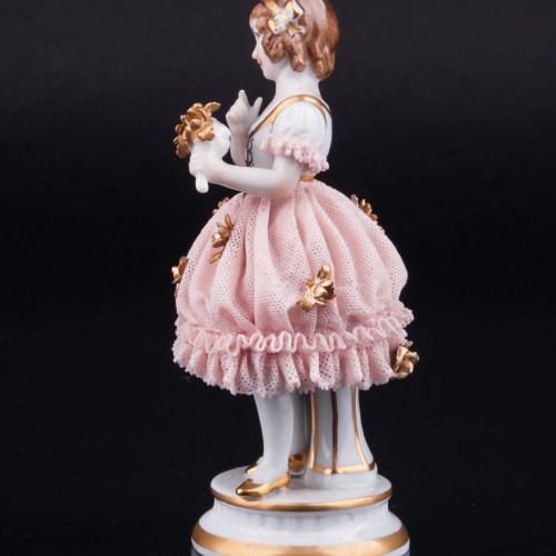 Девочка с букетом, кружевная, Muller & Co, Германия, нач. 20 в