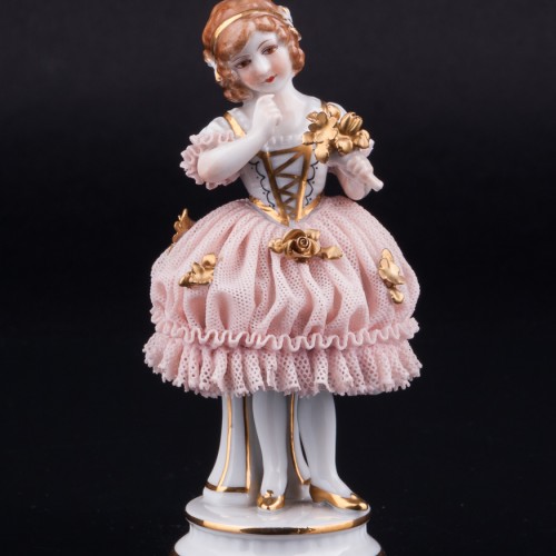 Девочка с букетом, кружевная, Muller & Co, Германия, нач. 20 в