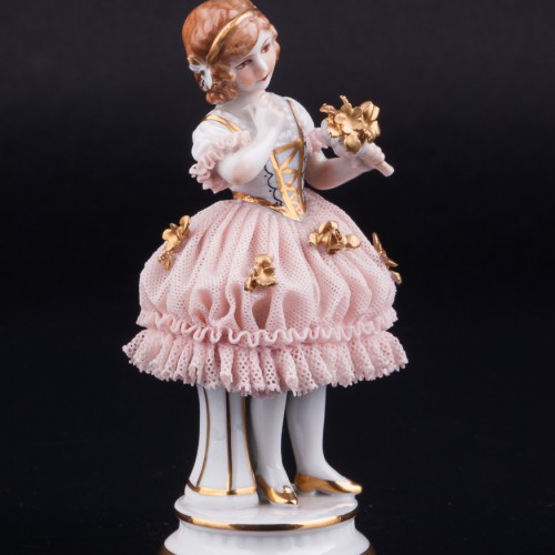 Девочка с букетом, кружевная, Muller & Co, Германия, нач. 20 в