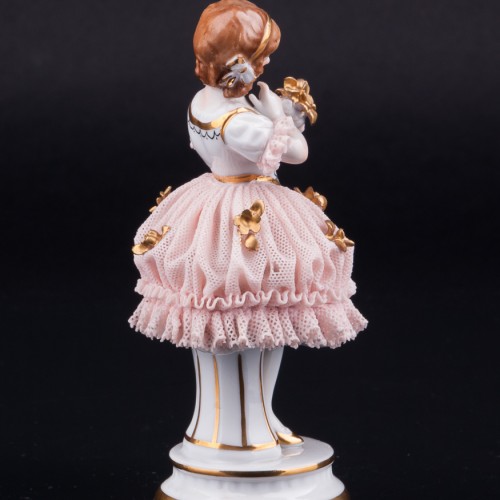 Девочка с букетом, кружевная, Muller & Co, Германия, нач. 20 в