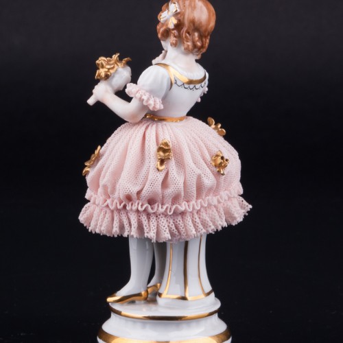 Девочка с букетом, кружевная, Muller & Co, Германия, нач. 20 в