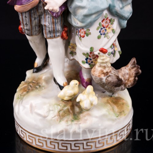 Дети, кормящие домашних птиц, Volkstedt, Германия, до 1935 г