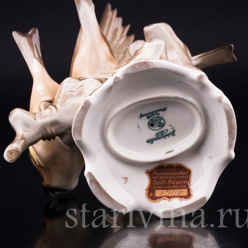 Фарфоровая статуэтка птиц Три щегла на дереве, Hutschenreuther, Германия, 1938-55 гг.