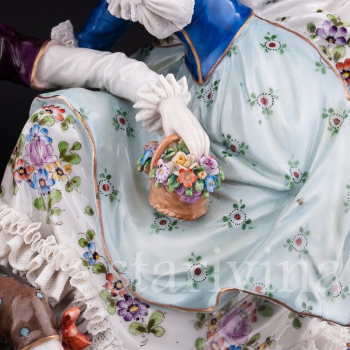 Фарфоровая статуэтка Большая пасторальная пара, Sitzendorf, Германия, пер. пол. 20 в.