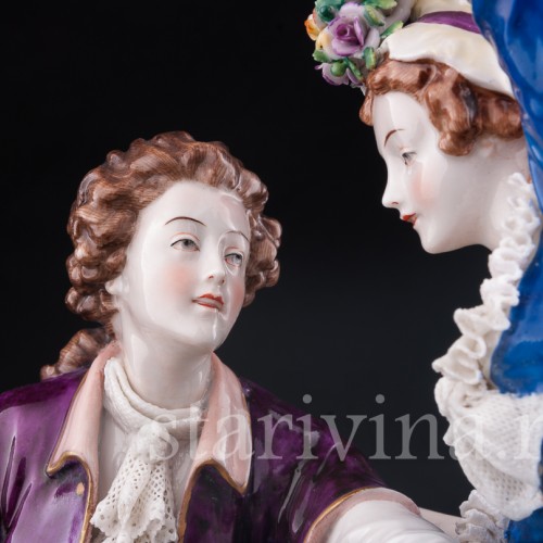 Фарфоровая статуэтка Большая пасторальная пара, Sitzendorf, Германия, пер. пол. 20 в.