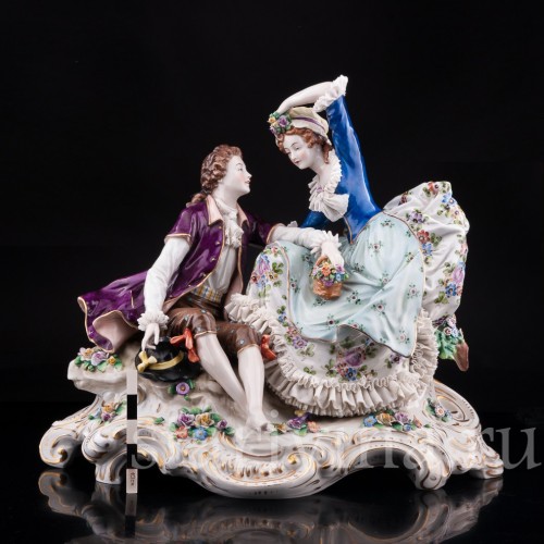 Фарфоровая статуэтка Большая пасторальная пара, Sitzendorf, Германия, пер. пол. 20 в.