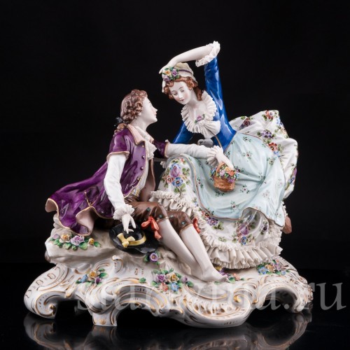 Фарфоровая статуэтка Большая пасторальная пара, Sitzendorf, Германия, пер. пол. 20 в.