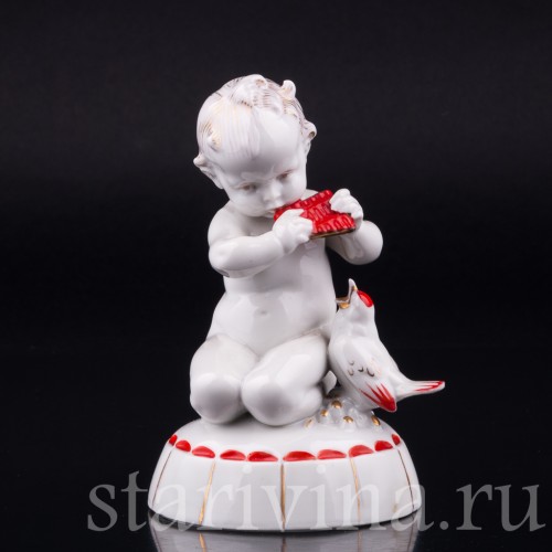 Малыш со свирелью и птичкой, Hertwig & Co, Германия, нач. 20 в