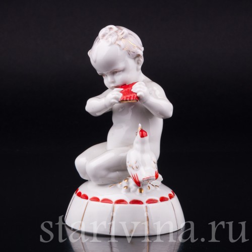 Малыш со свирелью и птичкой, Hertwig & Co, Германия, нач. 20 в