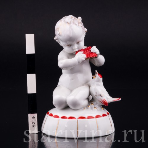 Малыш со свирелью и птичкой, Hertwig & Co, Германия, нач. 20 в