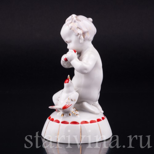 Малыш со свирелью и птичкой, Hertwig & Co, Германия, нач. 20 в