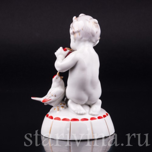 Малыш со свирелью и птичкой, Hertwig & Co, Германия, нач. 20 в