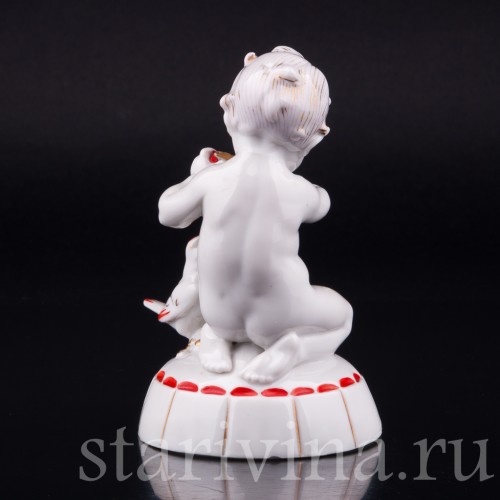 Малыш со свирелью и птичкой, Hertwig & Co, Германия, нач. 20 в