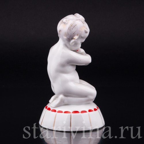 Малыш со свирелью и птичкой, Hertwig & Co, Германия, нач. 20 в