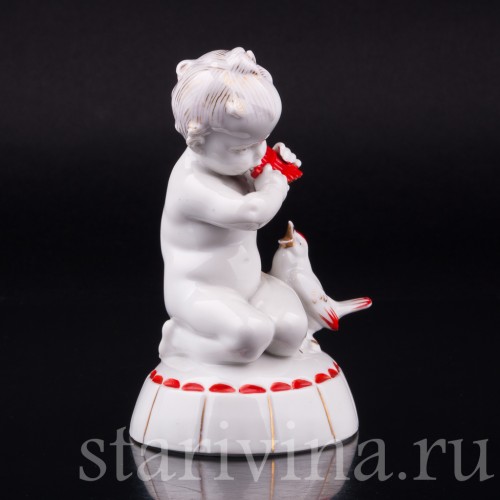 Малыш со свирелью и птичкой, Hertwig & Co, Германия, нач. 20 в