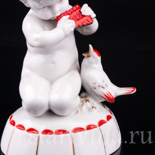 Малыш со свирелью и птичкой, Hertwig & Co, Германия, нач. 20 в